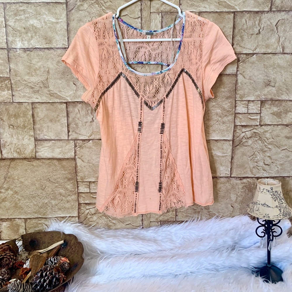 𝙂𝙄𝙈𝙈𝙄𝘾𝙆𝙎 Peach ʟᴀᴄᴇ ᴘᴀᴛᴄʜᴡᴏƦᴋ Top